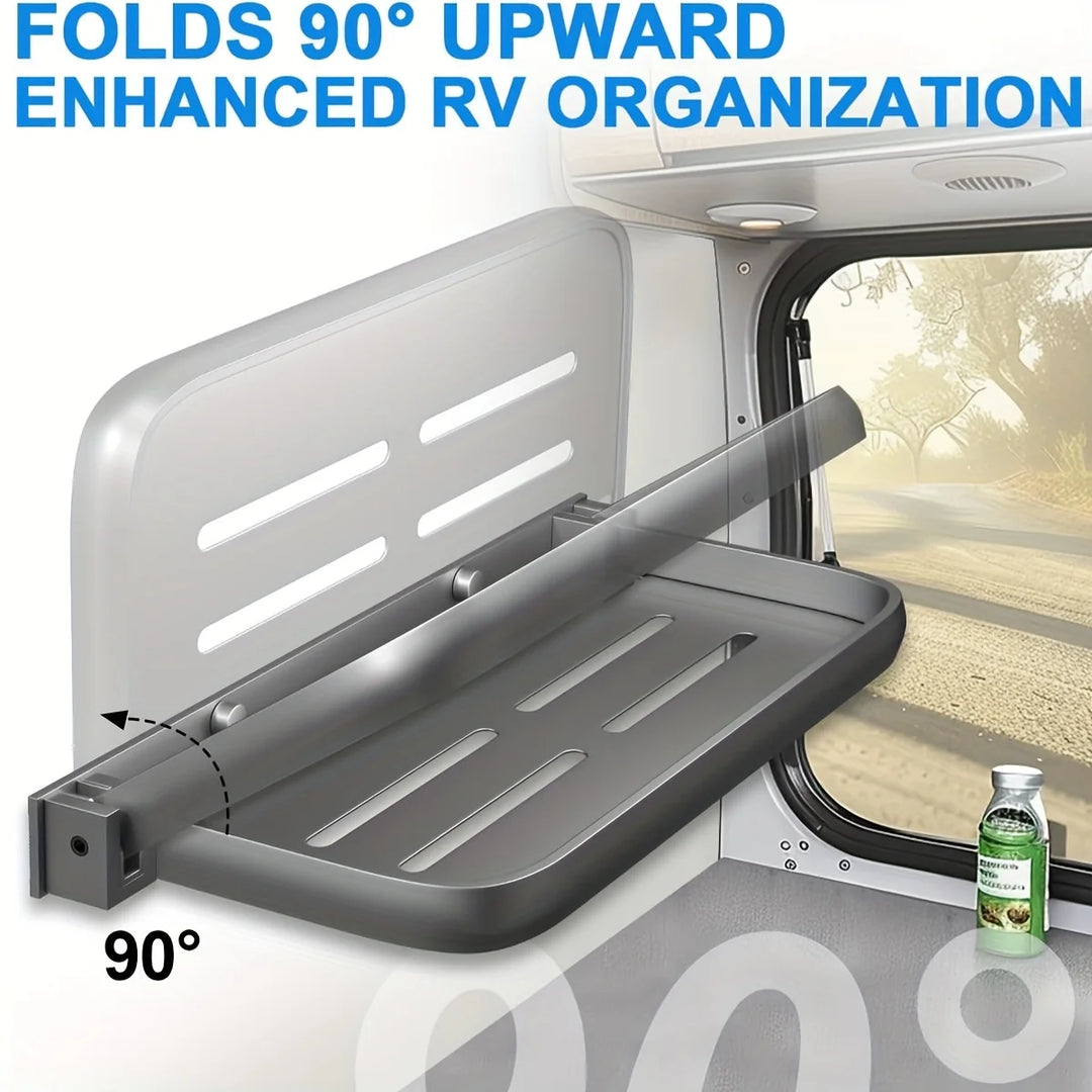 RV Drop-down Aluminum Foldable Shelves Are Used For Wall Storage In RVs And Campers And For Saving Space In RVs.