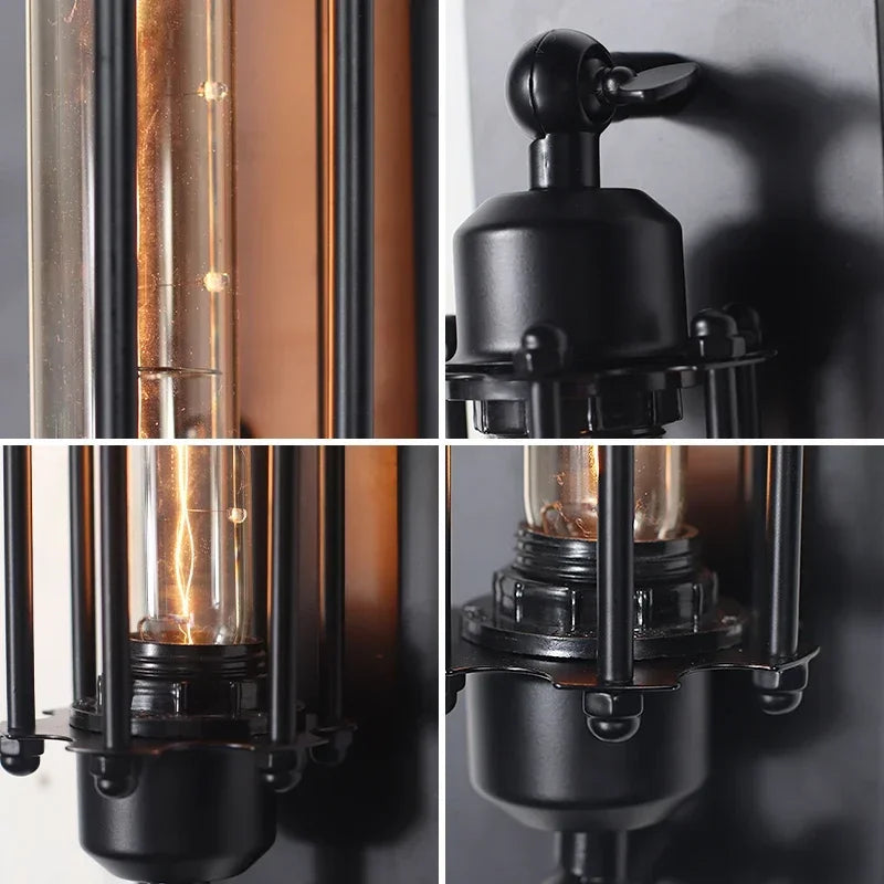 Industrial Style Iron Wall Lights Retro Home Decor Corridor Staircase Restaurant Loft Bedroom Lamps Bedside Indoor LED Lighting