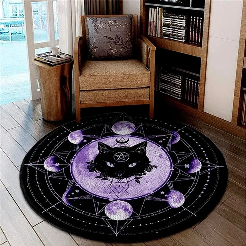 Home Decor Personalized Carpet Round  Gothic Satanic  Pet Mat Black  Divining  Bedroom rug