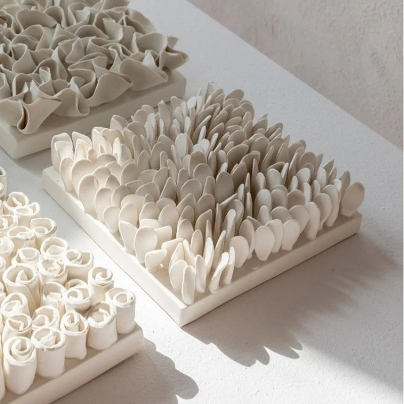 Ceramic Creative Square Wall Accents Solid Color Artistic Living Room Wall Accents Modern Simple Romantic Home Decorations