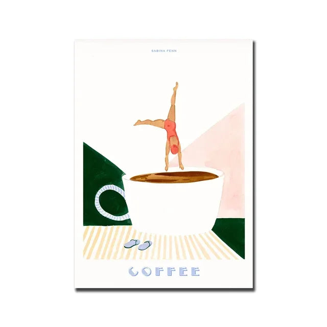 Modern Minimalist Wall Art  Good Morning Coffee Diver HD Sail Print Poster for Living Room Bedroom Pantry Decoration  Home Decor
