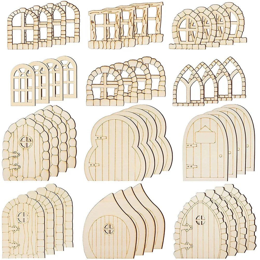 Creative Fairy Decor Ideas Wooden Decor 48 Pieces Set DIY Craft Kit Creative Decorating Multiple Crafting Activities