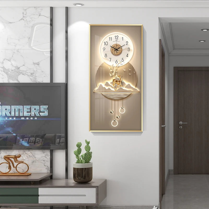 Classic Square Wall Clock Light Hanging Design Large Wall Clock Living Room Gold Montre Murale Salon Home Decorating Items