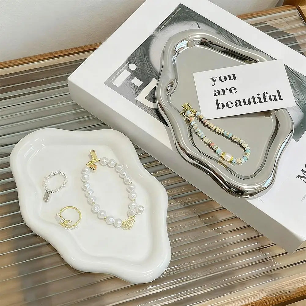 Cloud-Shaped Jewelry Tray Decorative Plate for Earrings, Bracelets & Necklaces,Ideal Home Décor Gift for Men and Women