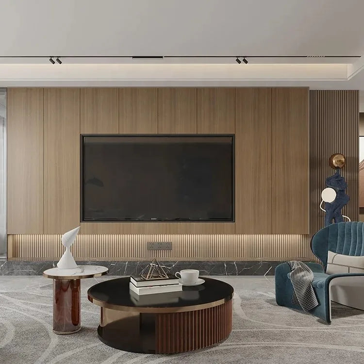 Modern Home Hotel Wooden TV Cabinets Furniture Designs Living Room Full Wall Mounted Screen TV Cabinet Design