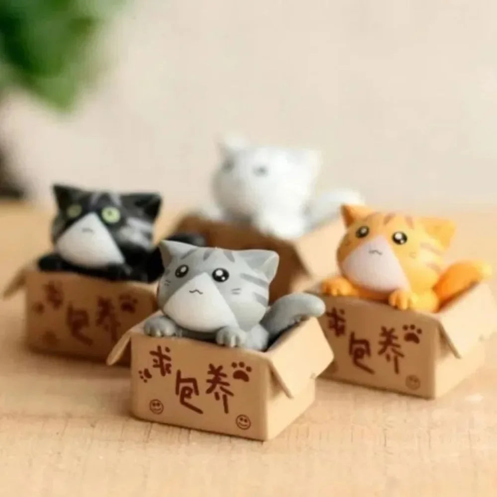Creative Cartoon Mini Cat Ornament Micro Landscape Plastic Garden Kitten Statue Toy Cute Figurines