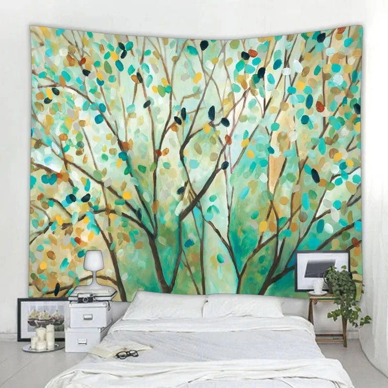 Bohemian home dormitory aesthetic wall decoration plant flower and bird tapestry simple Nordic style wall hanging cloth hippie