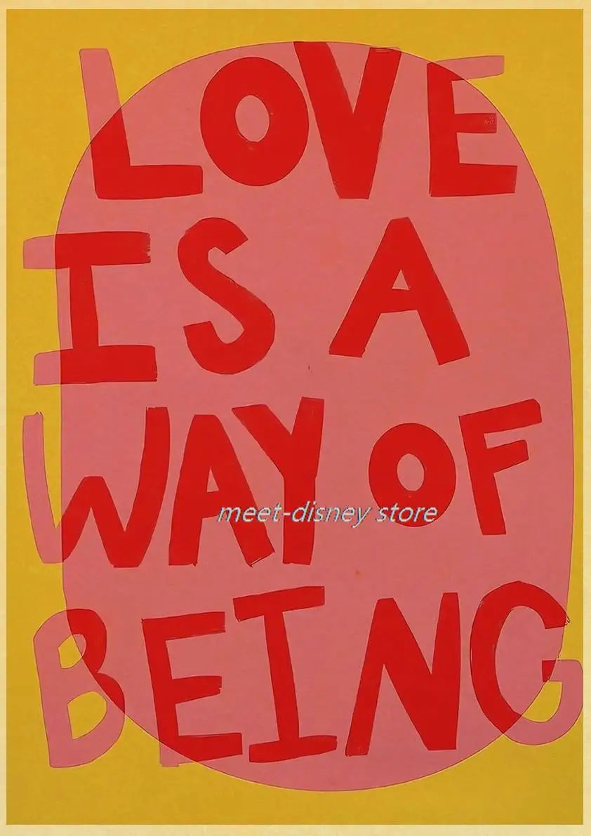 Maximalist Love Is A Way Of Being' Poster Pink Love Nostalgia Wall Art Living Creative Canvas Room Picture Home Painting Decor