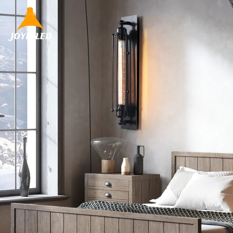 Industrial Style Iron Wall Lights Retro Home Decor Corridor Staircase Restaurant Loft Bedroom Lamps Bedside Indoor LED Lighting