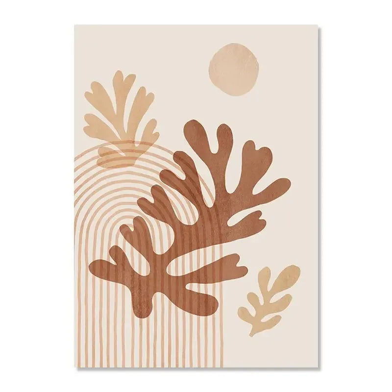 Abstract Coral Line Wall Art Oil Painting Bohemian Poster Beige Matisse Print Picture Nordic Living Room Home Decoration Mural