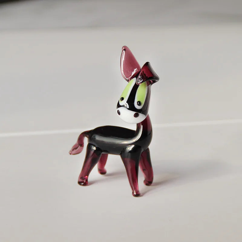 Glazed handicraft ornament, small black donkey decoration, donkey animal glass home desktop decoration