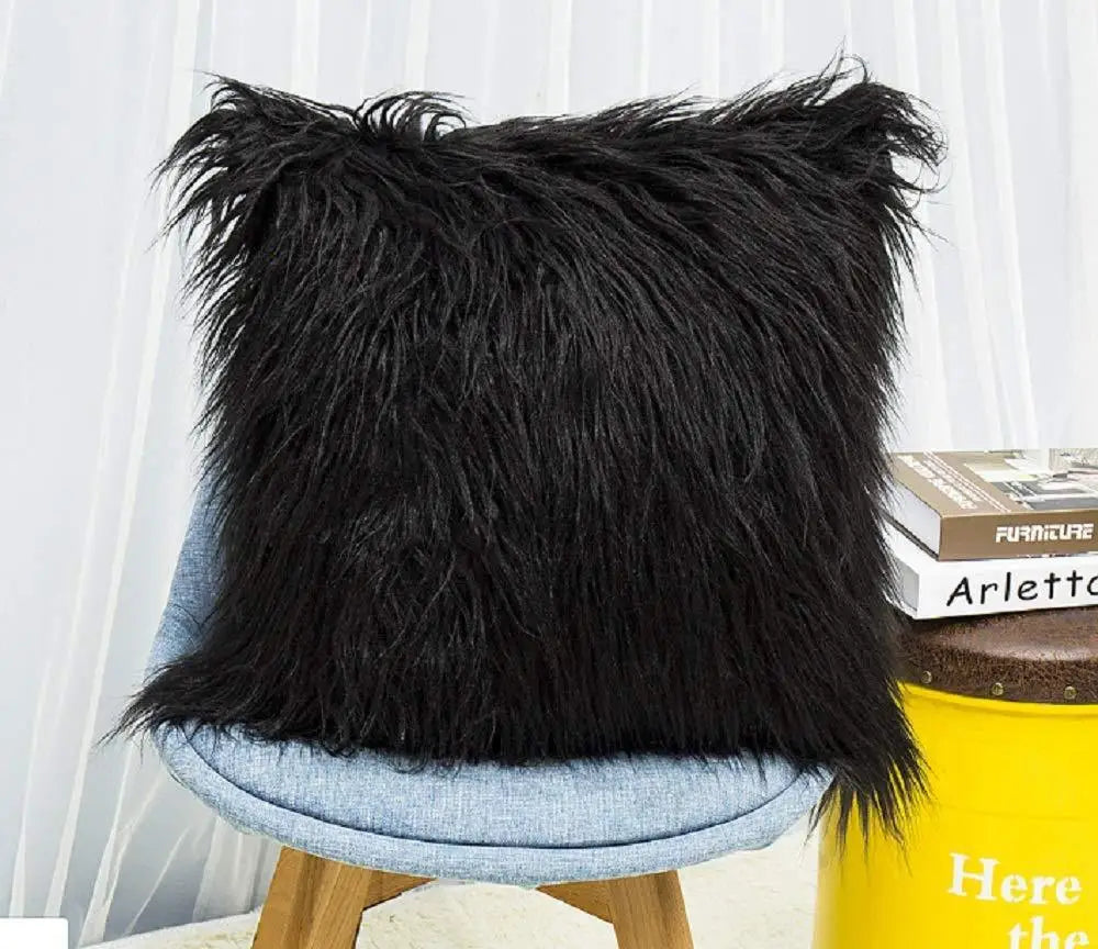 Plush pillow case imitation beach wool square solid color cushion gray white pillow household sofa pillow