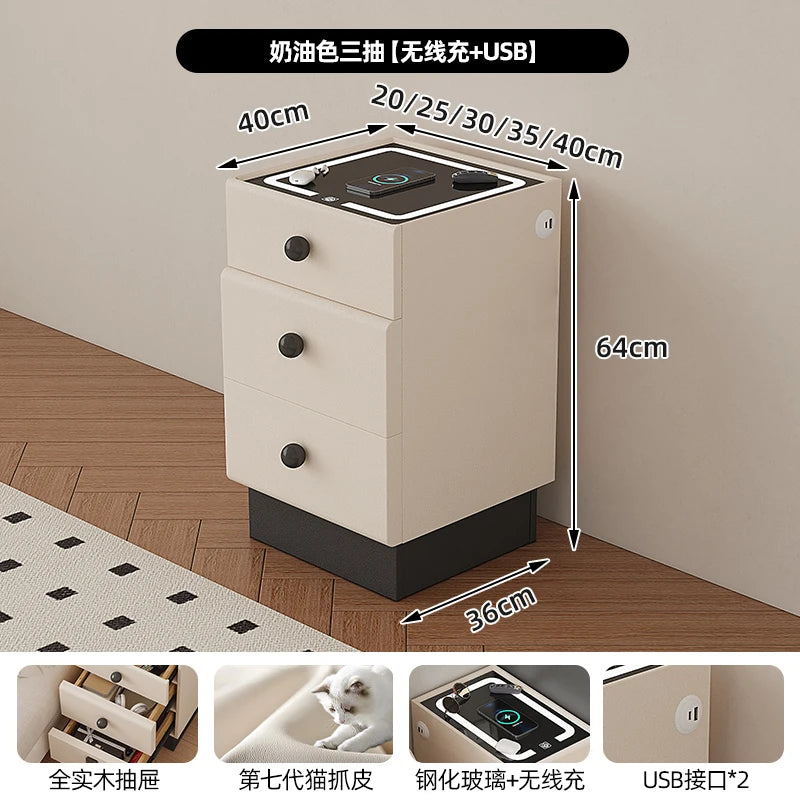 Minimalist Storage Nightstand Aesthetic Lamp Smart White Nightstand Drawer Cabinet Mesita De Noche Dormitorio Home Furniture