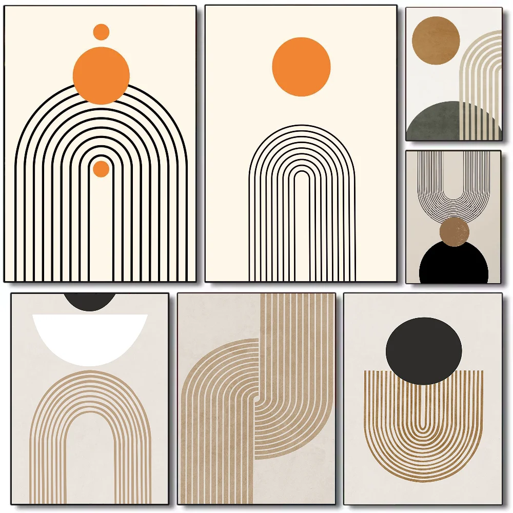 Bohemian styleAbstract Geometric Line boho Poster HD art sticky wall waterproof home living room bedroom bar aesthetic decoratio