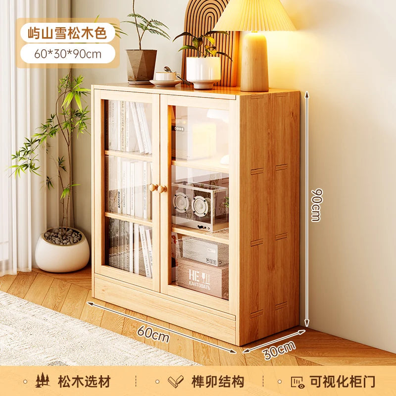 Wood Rustic Storage Cabinet Narrow Luxury Design Multifunction Display Cabinet Retro Elegant Muebles Salon Living Room Furniture
