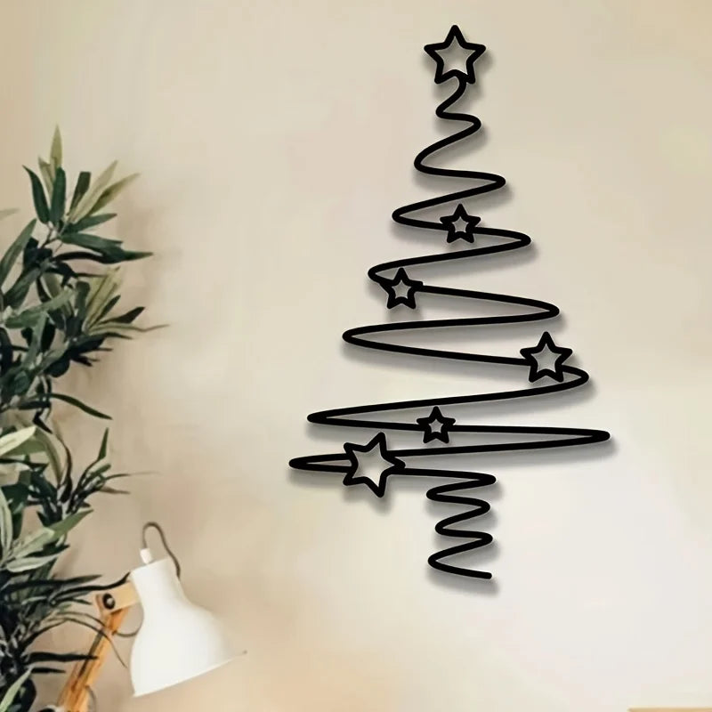 [Wall Decoration Christmas Tree] Elegant Black Christmas Tree Wall Art - Non-Electric Holiday Decor for Indoor & Outdoor.