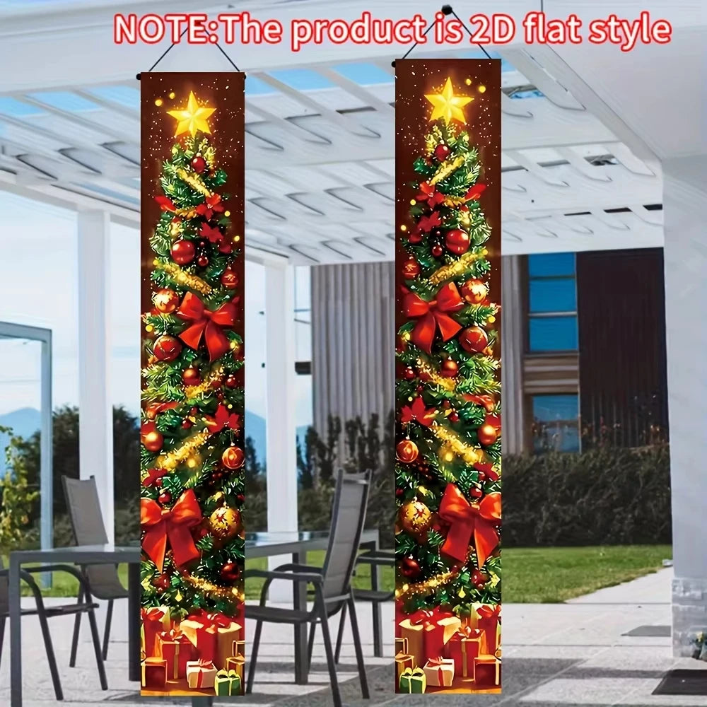Christmas decorative Christmas tree couplet banners, suitable for outdoor and indoor doorwayuse，Christmas Party Decorations
