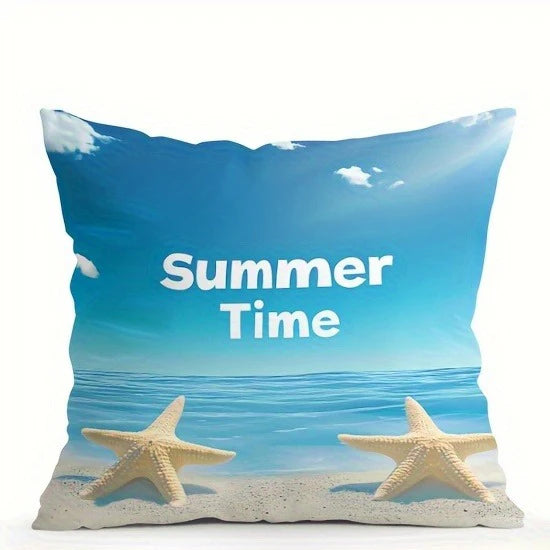 Summer Beach Theme Blue PillowcaseSuitable for sofa car bedroom decorative cushion cover pillow cover
