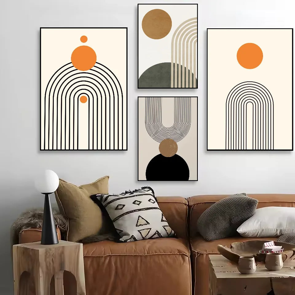 Bohemian styleAbstract Geometric Line boho Poster HD art sticky wall waterproof home living room bedroom bar aesthetic decoratio