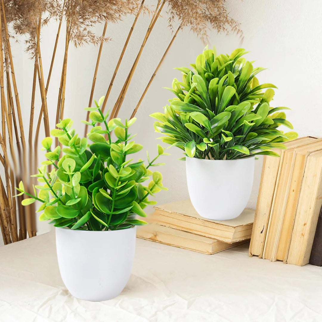 Artificial Plants Potted Green Bonsai Small Tree Grass Plant Pot Ornament Fake Flower for Home Garden Decor Wedding Party Decor