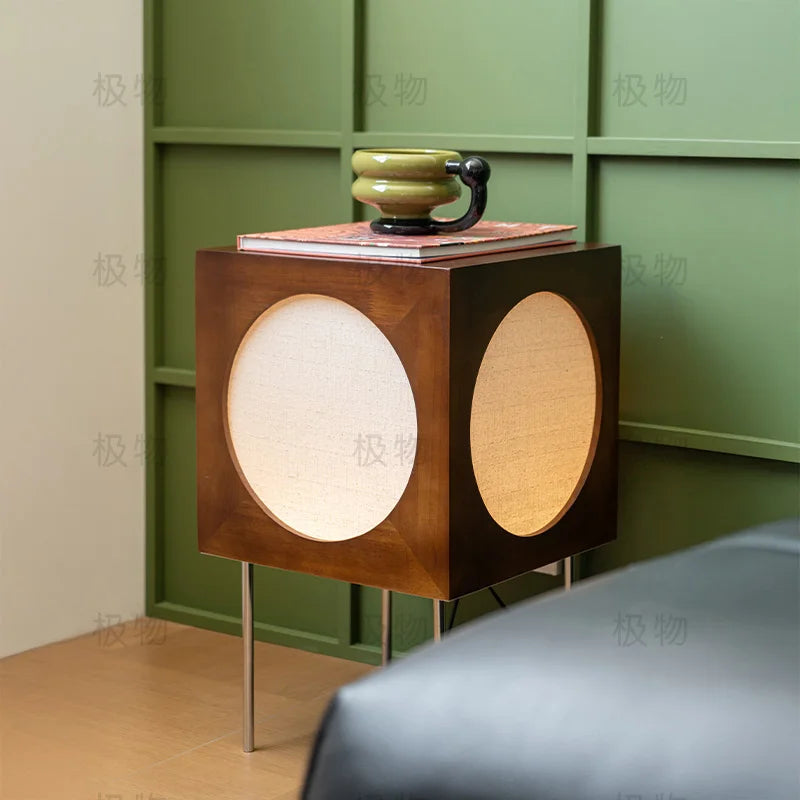 Mid-century Modern End Table, Vintage Floor Lamp with Storage Shelf,  Industrial Coffee Table with Charging Station