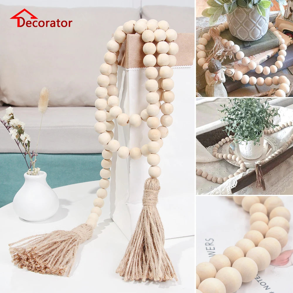 Farmhouse Wall Hanging Home Decor DIY Handmade  Tassel Bead Ornament Boho Gift with Tassels Decor Prayer Boho Beads