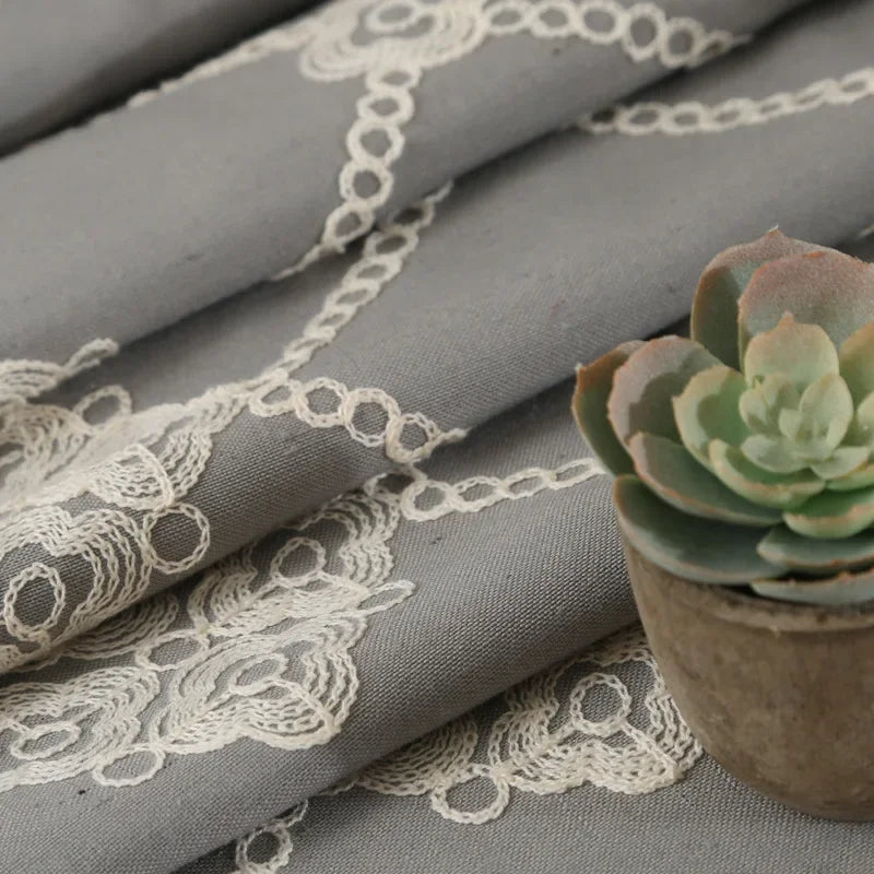 Modern Curtains for Living Dining Room Bedroom Simple European Style Artificial Cotton Printing Shading White