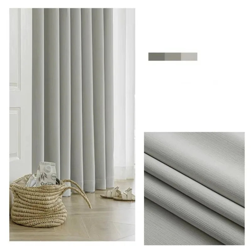Fashion Modern  Living Room Bedroom Blackout Milk Tea Curtains French Light Luxury Japanese White Tulle Custom Size