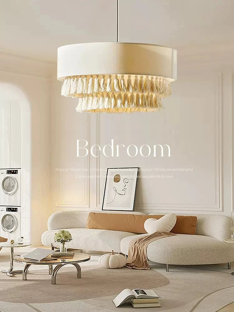 Bohemian Pendant Lamp Japanese Retro Wabi Sabi Chandelier for Living Room Bedroom Restaurant Fabric Pendant light