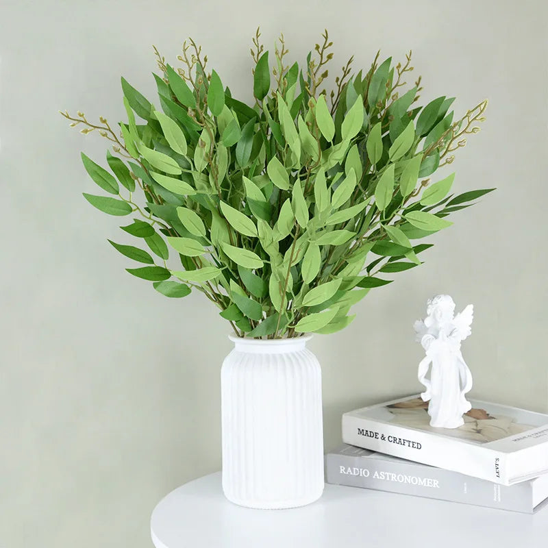 Artificial Plants Italian Ruscus Greenery Stems Spring Faux Shrub Bushes Green Leaves for Wedding Arch Bouquet Home Decor