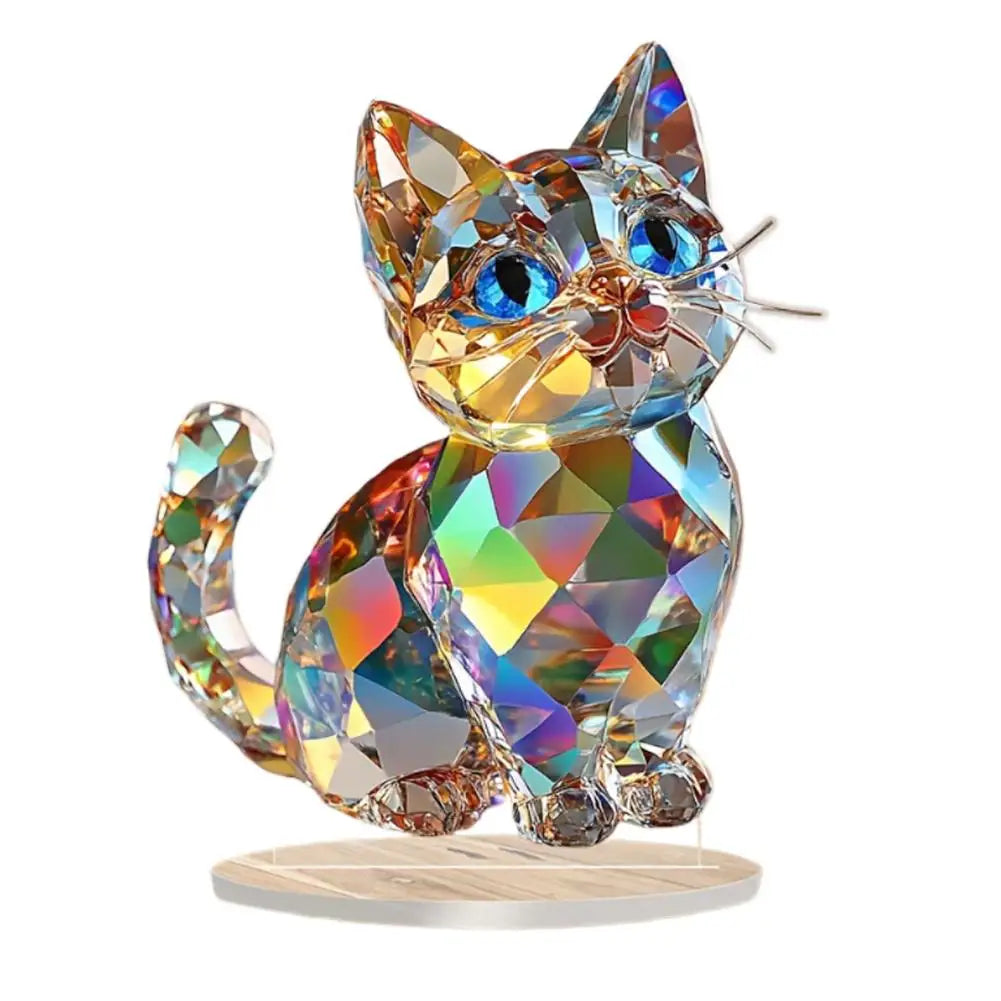 Cute Cat Ornament 2D Flat Acrylic Figurine Art Home Decoration Perfect Gift for Family and Friends Bedroom Desktop Decoration