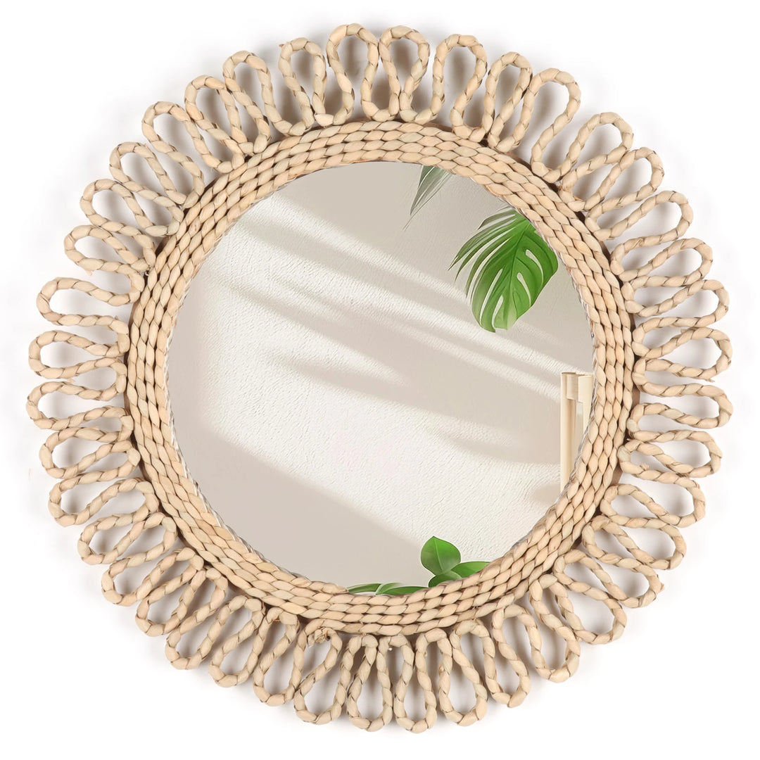 Bohemian circular wall woven decorative Mirror Homestay style wall hanging decoration hotel living room bedroom pendant