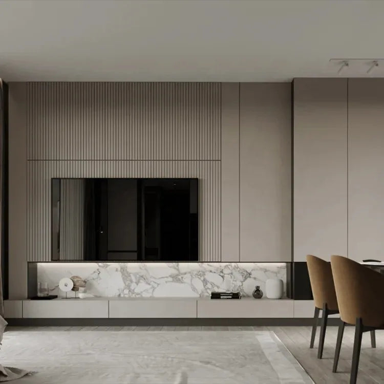 Modern Home Hotel Wooden TV Cabinets Furniture Designs Living Room Full Wall Mounted Screen TV Cabinet Design