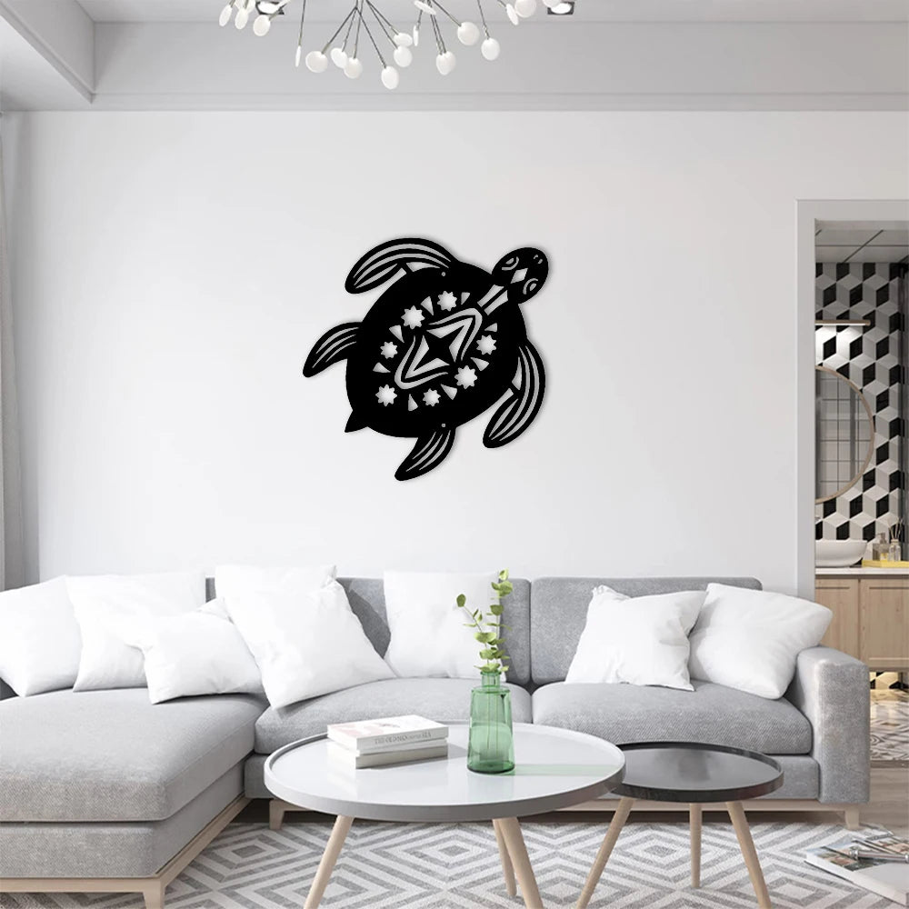 Coastal Baby Turtle Ocean Beach Metal Art Steel Wall Decor for Living Room Bathroom Kitchen Ourdoor Metal Wall Art Decor