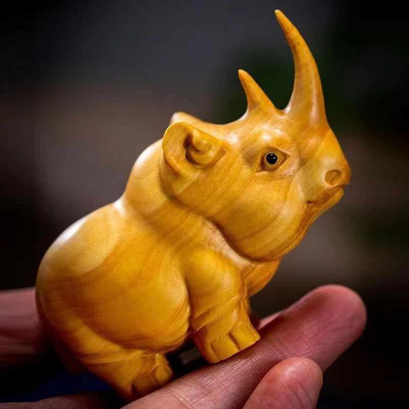 Home Decorations Room Decor Sculptures Figurines Thuja Wood Elephant Rhino Hippo Kawaii Desk Car Accessories Miniature Statues