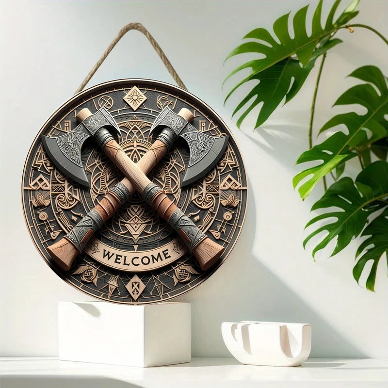 Round wooden wall decor for home, porch, living room and office - perfect gift for men, wood panel wall decoration