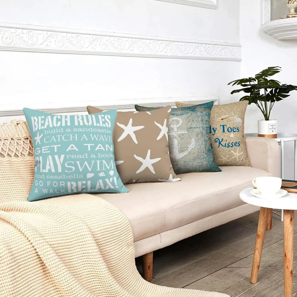 Beach element pillowcase holiday style bedroom sofa decorative cushion cover with zipper pillowcase