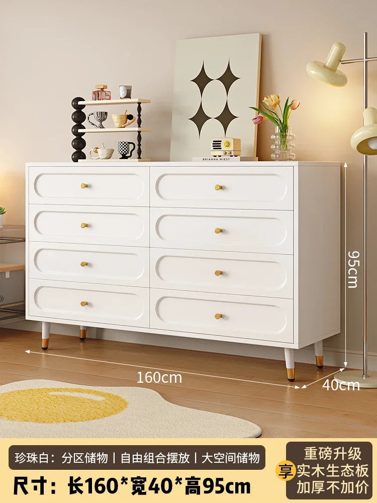 Modern Simple Dresser Cabinet Minimalist Cream Hidden Storage Living Room Cabinets Stylish Handles Dressoir Kast Furniture