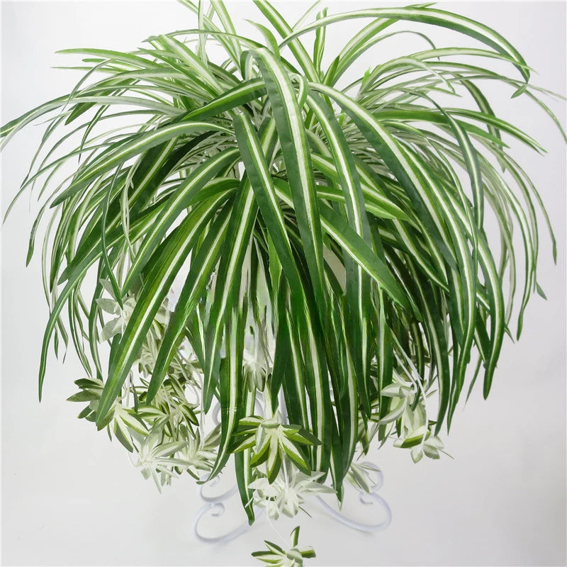 Artificial Plants Wall Hanging Chlorophytum Potted Green Plants PVC Fake Plants Simulation Flower for Wedding Party Home Decor