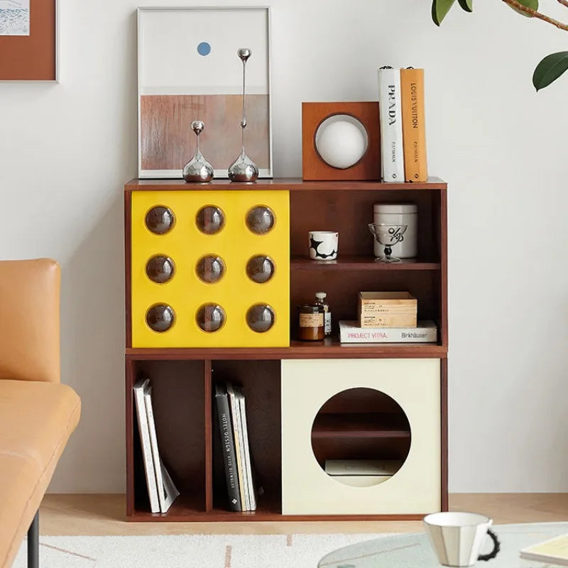 4 Drawers Storage Cabinets Wood Organizer Space Saving Cabinets for Living Room Multifunctional Home Furniture Aesthetic Design