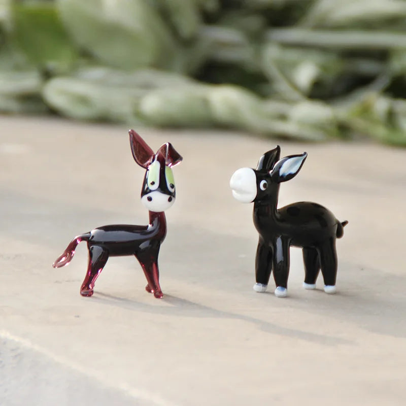Glazed handicraft ornament, small black donkey decoration, donkey animal glass home desktop decoration