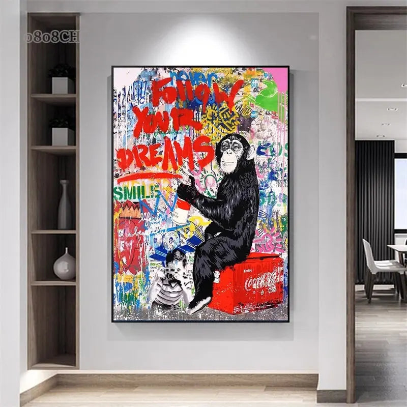 Modern Abstract Street Wall Art Painting Banksy Graffit Art Canvas Painting Prints Poster Cuadros Wall Art Pictures Home Decor