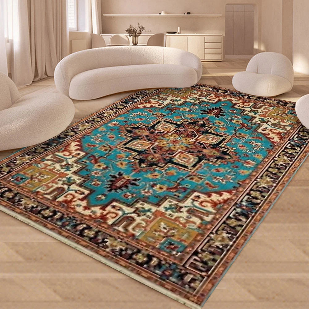 Home Persian Style Area Rug High Abstract Flower Art Carpets for Living Room Bedroom Anti-Slip Floor Mat Kitchen Tapetes De Sala