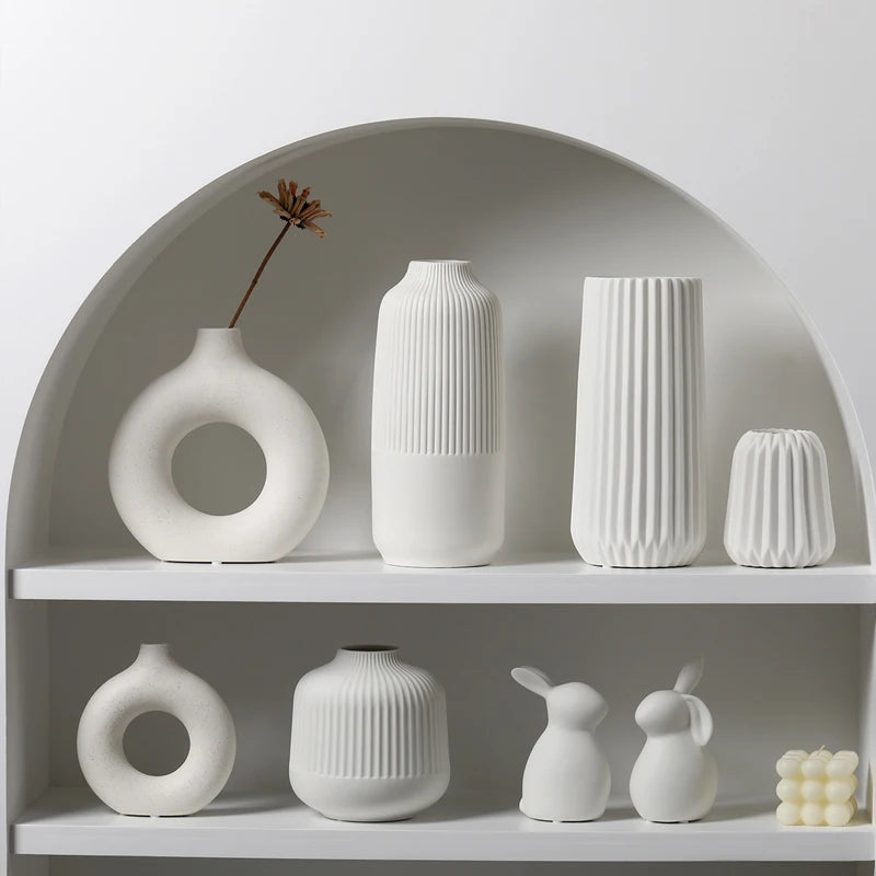 Ceramic Vase Decoration Living Room Flower Arrangement Decoration Light Luxury High-end Flower Arrangement Handicraft Decoration