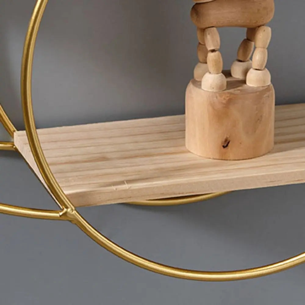 Creative Iron Decorative Wall Shelf Gold Nordic Style Wall Storage Rack No Punching Space Saving Wall Decoration Bedroom