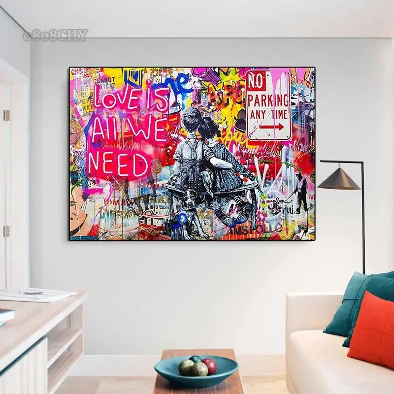 Modern Abstract Street Wall Art Painting Banksy Graffit Art Canvas Painting Prints Poster Cuadros Wall Art Pictures Home Decor