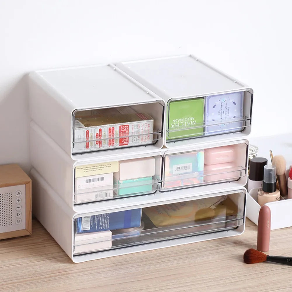 Desktop Transparent Storage Box Drawer Style Storage Multi Functional Non Occupying Stable Large Capacity Practical Storage Box