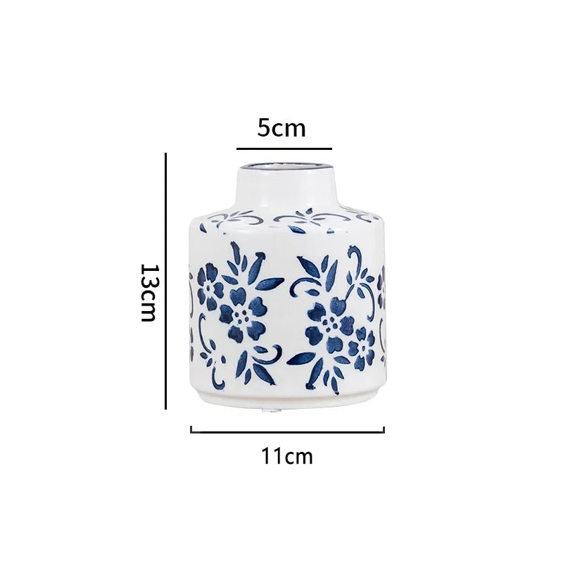 Blue and White Porcelain Vase Flower Arrangement Living Room Decorations Medieval Ceramics Retro Home Decorations Chinese Wine