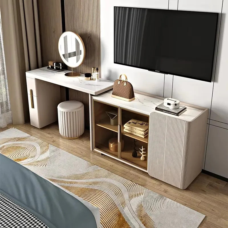 Minimalist Aesthetic Vanity Tables Makeup Modern Storage Led Lights Vanity Table Set Designer Penteadeira Furniture Deocr