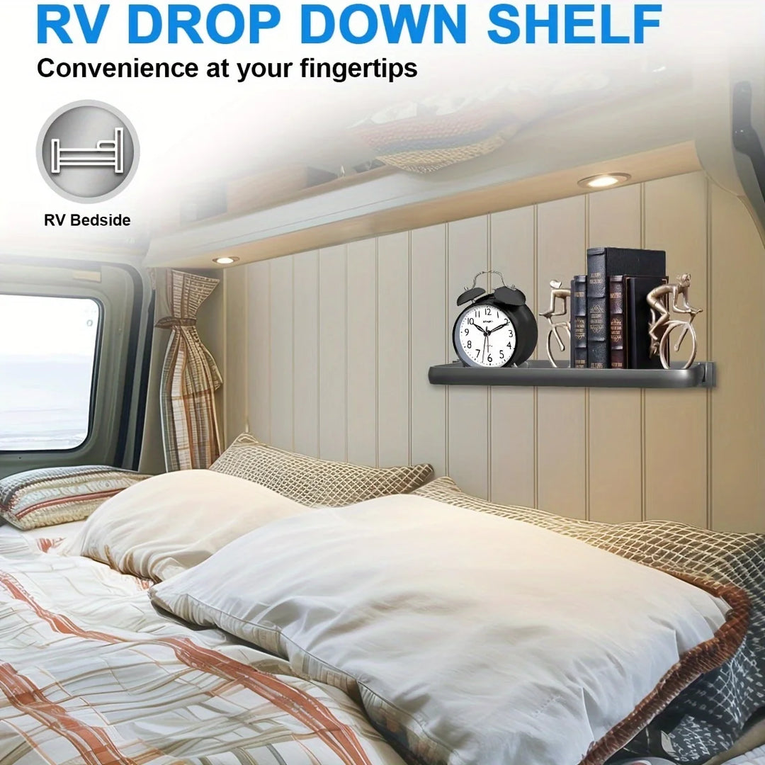 RV Drop-down Aluminum Foldable Shelves Are Used For Wall Storage In RVs And Campers And For Saving Space In RVs.
